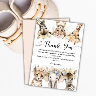 Vild Jungle Animals Safari Baby Shower Girl Tack Kort