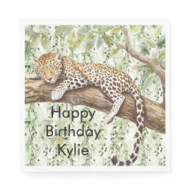 Vild Jungle Grönt Ivy Leopard Birthday