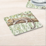 Vild Jungle Grönt Ivy Leopard Birthday Underlägg Papper Kvadrat<br><div class="desc">Vild Jungle Grönt Ivy Cheetah Leopard personlig födelsedag</div>