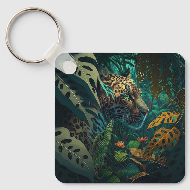 Vild Jungle Jaguar Keychain Nyckelring (Framsida)