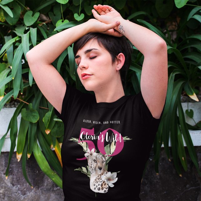 Vild Jungle Leopard Rosa 50 Birthday Funny T Shirt (Skapare uppladdad)