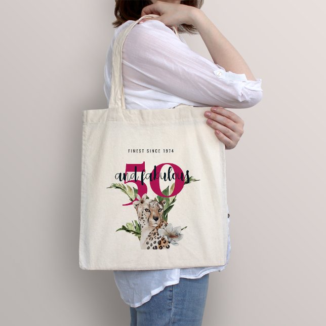 Vild Jungle Leopard Rosa 50 Birthday Funny Tygkasse (Skapare uppladdad)