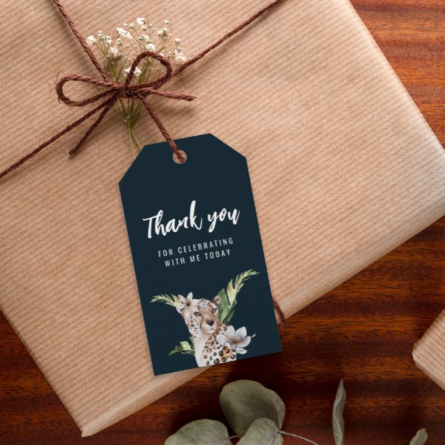 Vild Jungle Leopard Vuxen Födelsedagsfest Presentetikett (Skapare uppladdad)