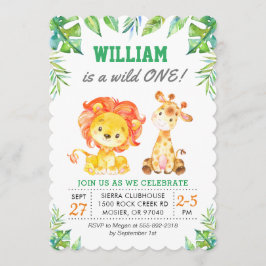 Vild Jungle Safari 1st Boy First Födelsedagsfest Inbjudningar