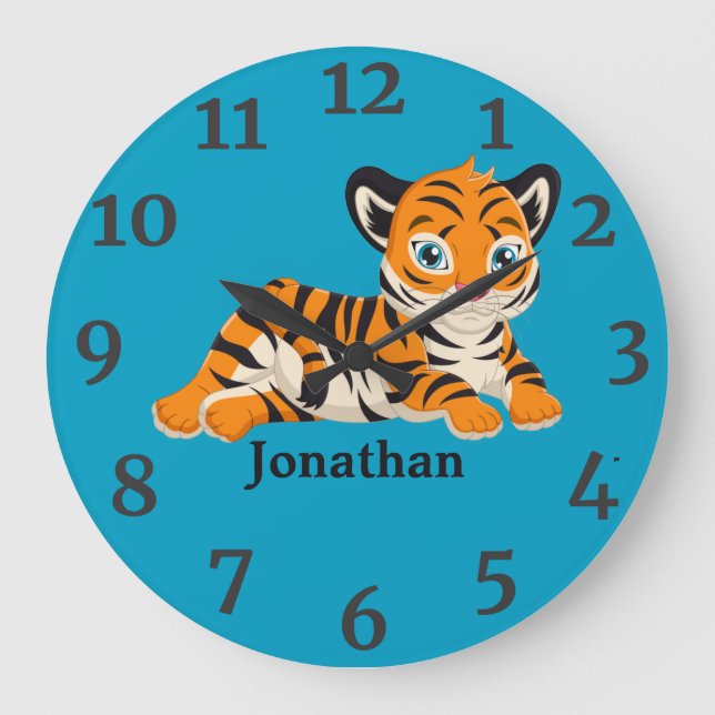 Vild Jungle Safari Animals baby Large Clock Stor Klocka (Framsida)