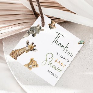 Vild Jungle Safari Animals Baby Shower Tack Gåvor Etiketter