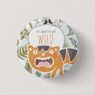 Vild Jungle Safari Animals Botaniskt babyskor Knapp