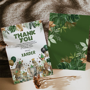 Vild Jungle Safari Party Animals Boy Birthday Tack Kort