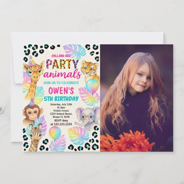 Vild Jungle Theme for Boys & Girls Inbjudningar (Framsida)