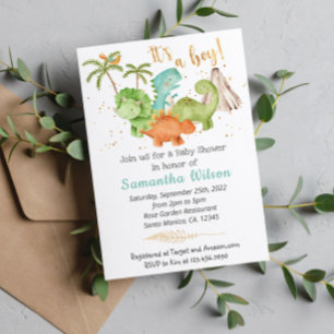 Vild Jurassic Dinosaur Baby Shower-inbjudan Inbjudningar