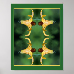 Vild Kanada Lily and Insekt Spegel Abstrakt Poster