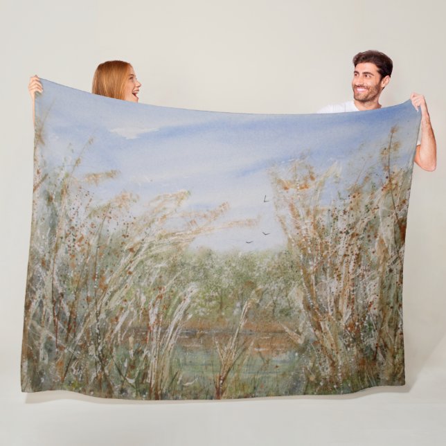 Vild Kant i en naturvattenfärgsutskrift Fleecefilt (På plats)