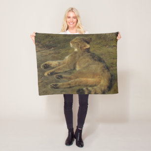 Vild katt (av Rosa Bonheur) Fleecefilt