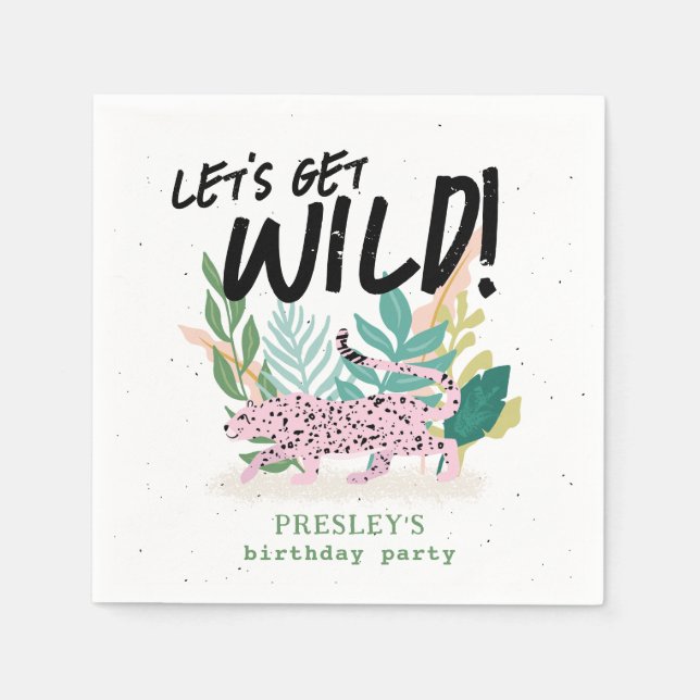 Vild katt Barns födelsedag Personlig Party Napkins Pappersservett (Framsidan)