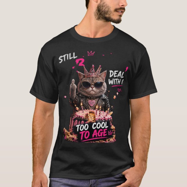 Vild katt födelsedags neon graffiti design t shirt (Framsida)