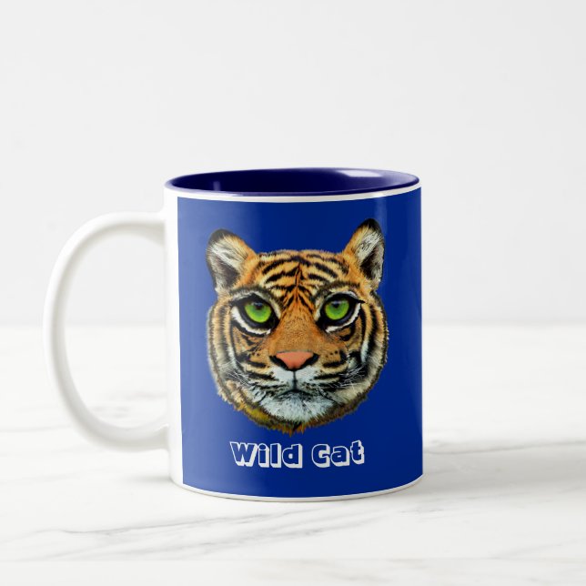 Vild Katt på Blå Två-Tonad Mugg (Vänster)