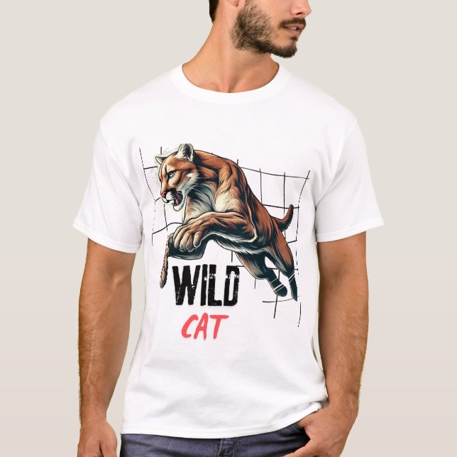 Vild katt Tiger T Shirt (Framsida)