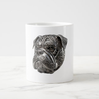 Vild Keltisk Silver Bulldog Krigarknut Totem Jumbo Mugg