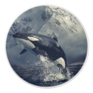 Vild Killer Whale Jumping Knopp