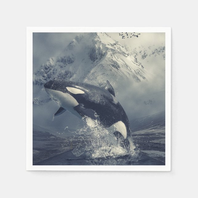 Vild Killer Whale Jumping Pappersservett (Framsidan)