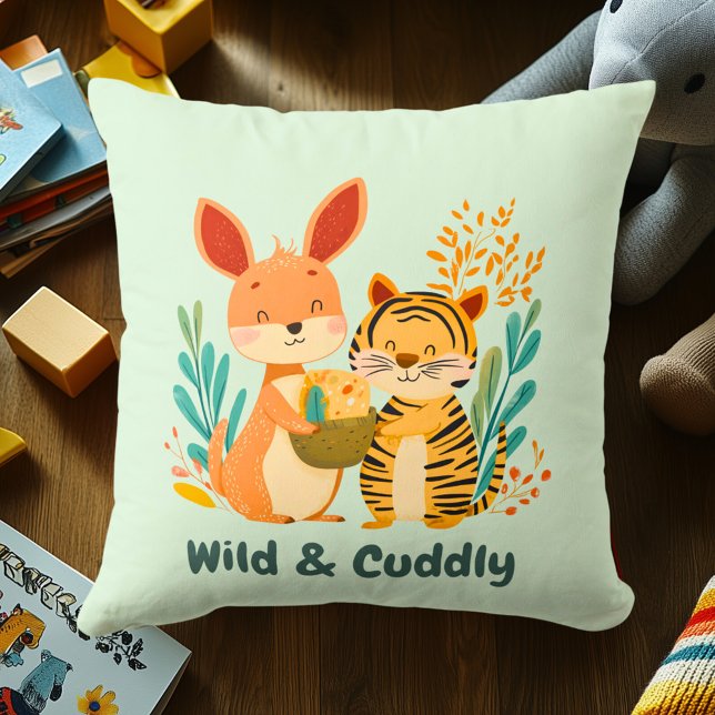 Vild & klok bunny & tiger | Bards Room Decor Kudde (Skapare uppladdad)
