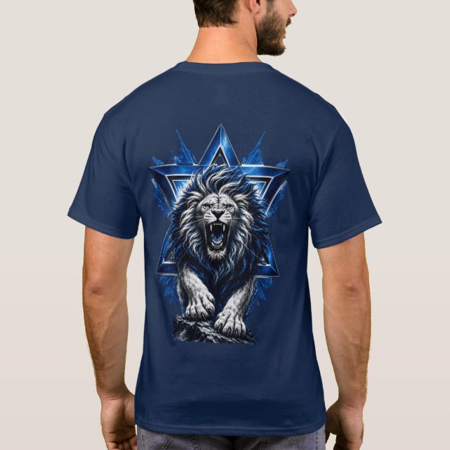Vild Lejon av Juda med Davidsstjärna  T Shirt (Baksida)