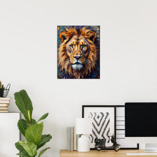 Vild Lejon Närbild Poster