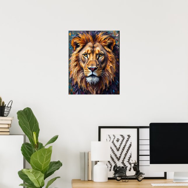 Vild Lejon Närbild Poster (Hemmakontoret)