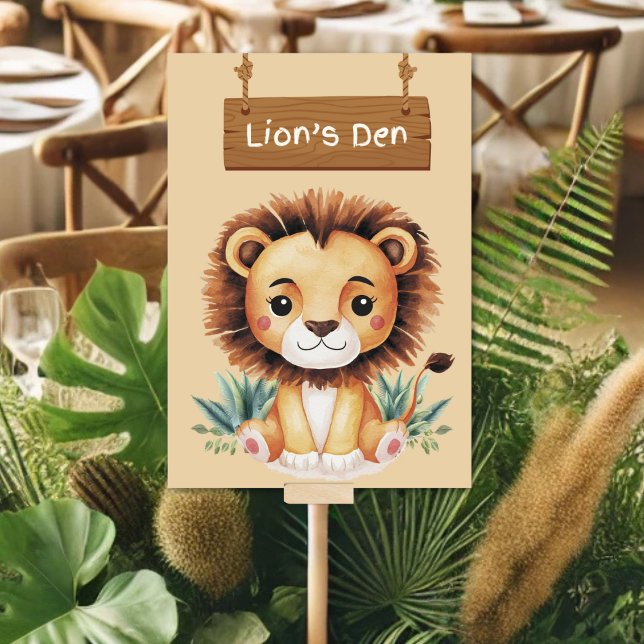 Vild Lejon's Den Jungle Safari Bord Sign Bordsnummer (Skapare uppladdad)