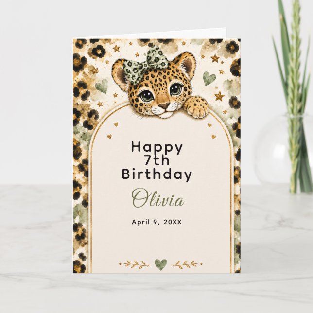 Vild leopard 12-årsfest kort (Framsida)
