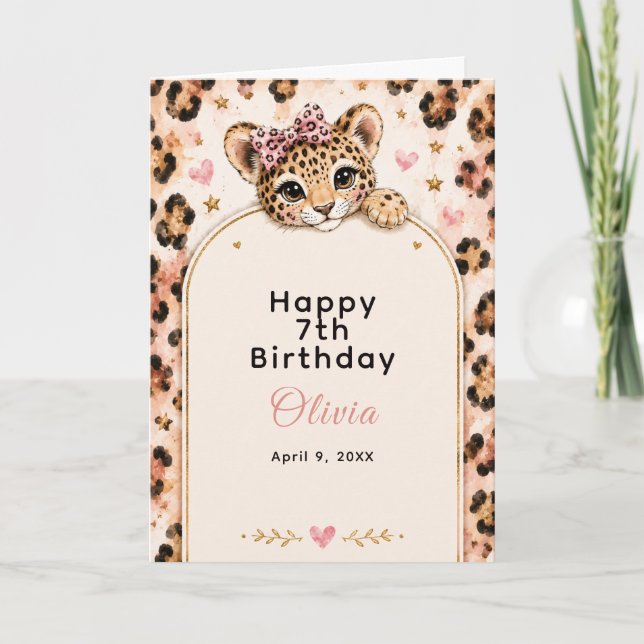 Vild leopard 12-årsfest kort (Framsida)