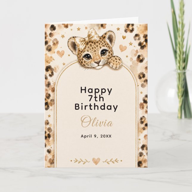 Vild leopard 12-årsfest kort (Framsida)