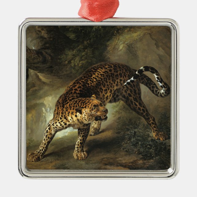 Vild Leopard (av Jean-Baptiste Oudry) Julgransprydnad Metall (Framsidan)