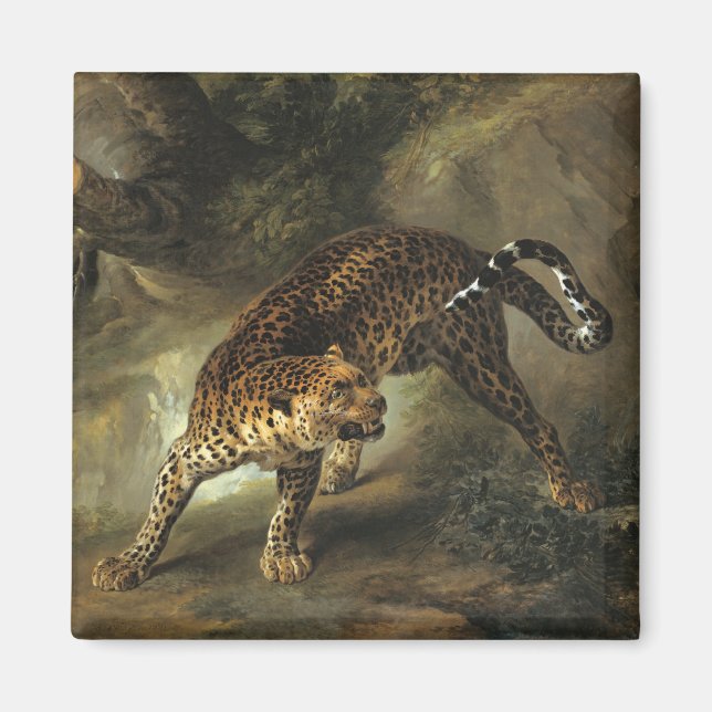 Vild Leopard (av Jean-Baptiste Oudry) Magnet (Framsidan)