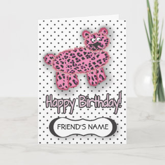VILD Leopard Birthday Card Rosa Kort