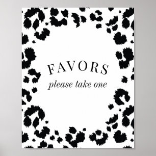 Vild Leopard Black White Favors-tecken Poster