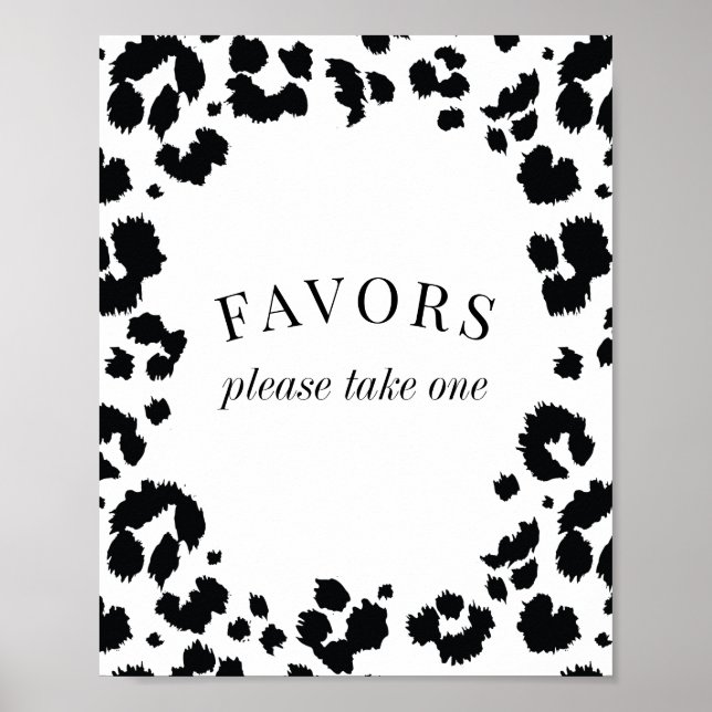 Vild Leopard Black White Favors-tecken Poster (Framsidan)