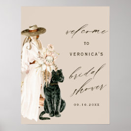 Vild Leopard Boho Dam Möhippa Välkomsttecken Poster