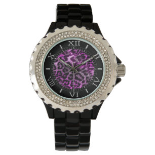 Vild Leopard Lila Fuchsia Dial Decor Armbandsur