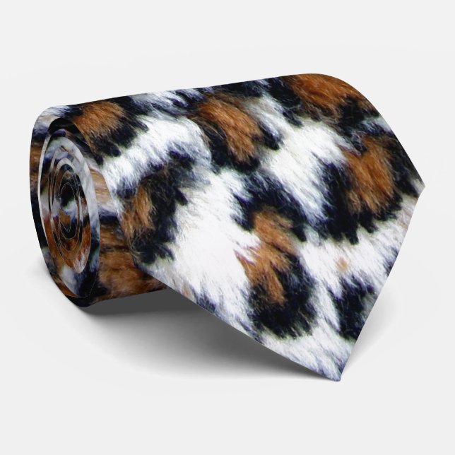 Vild Leopard Päls Neck Tie Slips (Rullad)