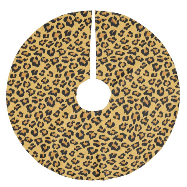 Vild Leopard Print Faux Päls Safari Mönster Julgransmatta Borstad Polyester (Framsidan)