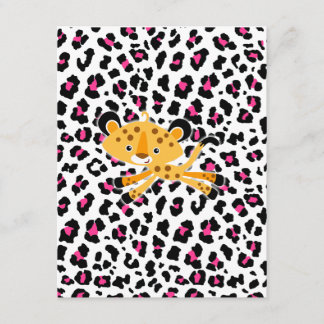 vild leopard rosa babyduschinbjudningar! inbjudningar