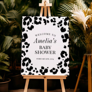Vild Leopard Skriv ut välkomstskylt för babyskor Poster