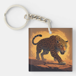 Vild Leopard som smyger vid solnedgång