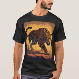 Vild leopard som strövar vid solnedgång t shirt