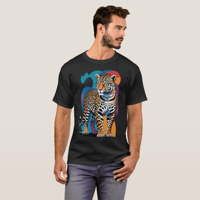 Vild leoparddjurtryck T-shirt | Trendigt vilt  (Hel framsida)
