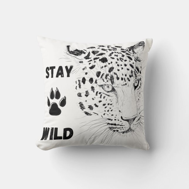 Vild Leopardytryck Kudde (Framsida)