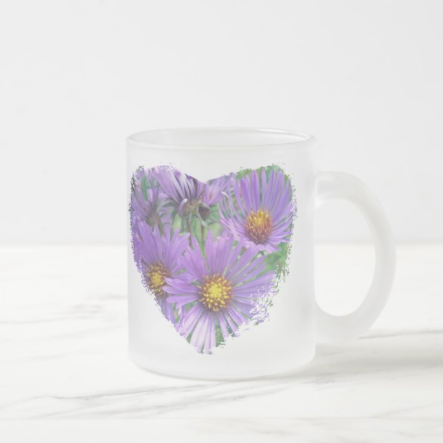 Vild Lila Asters Wildblomma Frostad Glasmugg (Höger)