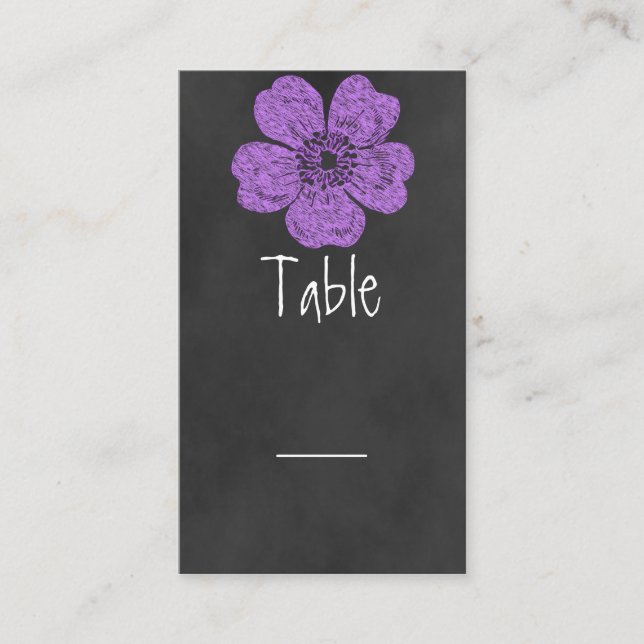 Vild Lila Chalkboard Bord Card Ro Placeringskort (Framsida)