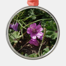 Vild lila geranium julgransprydnad metall